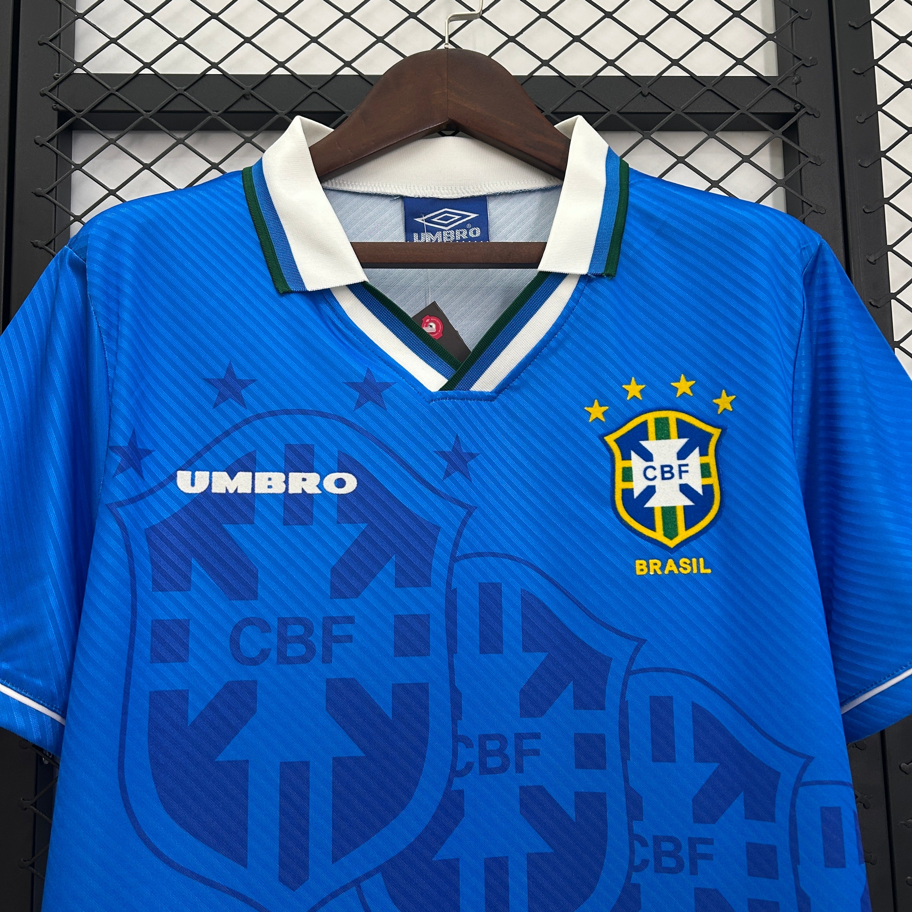 1990s Brazil Retro Football Shirt | Blue White Home
