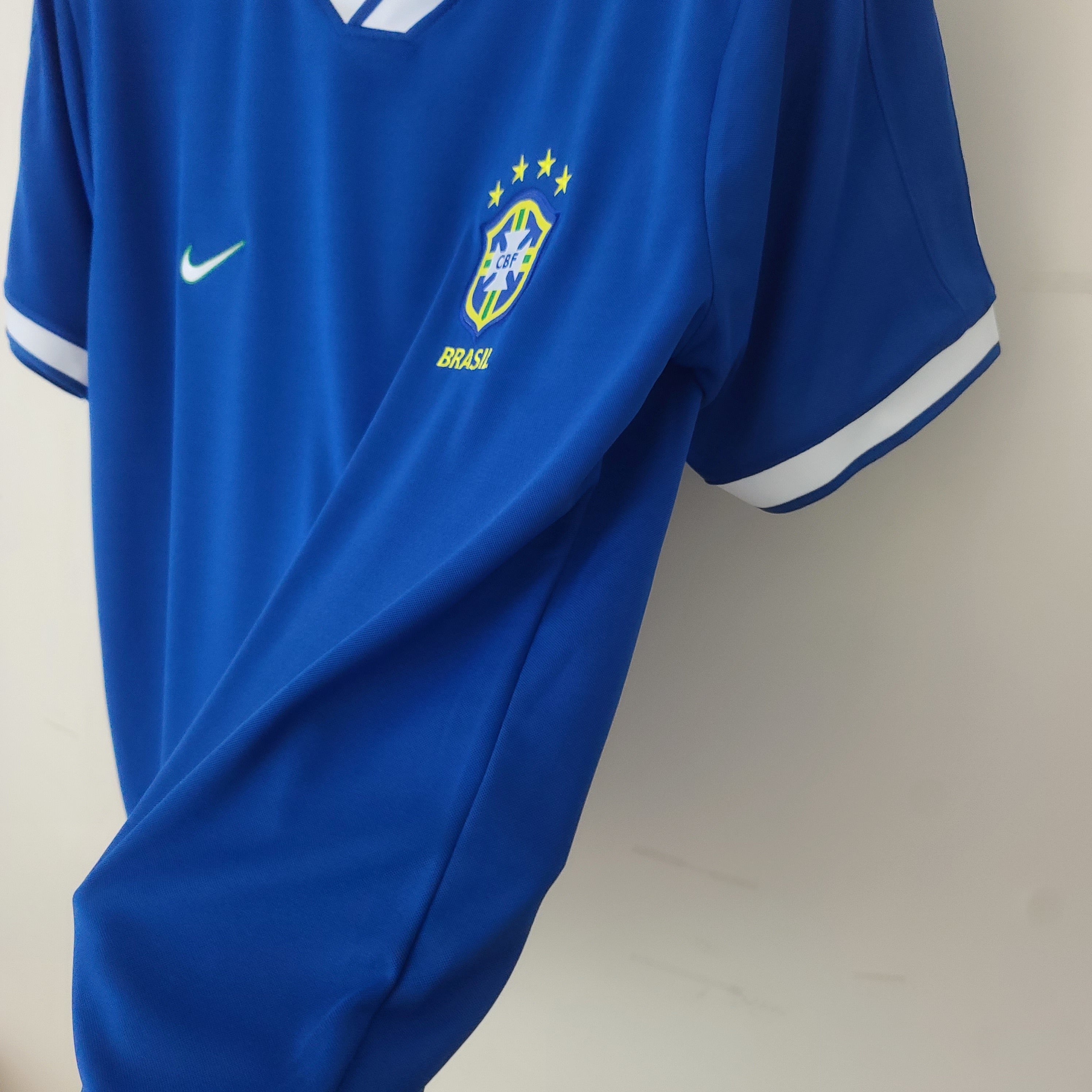 1990s Brazil Retro Football Shirt | Blue White Home