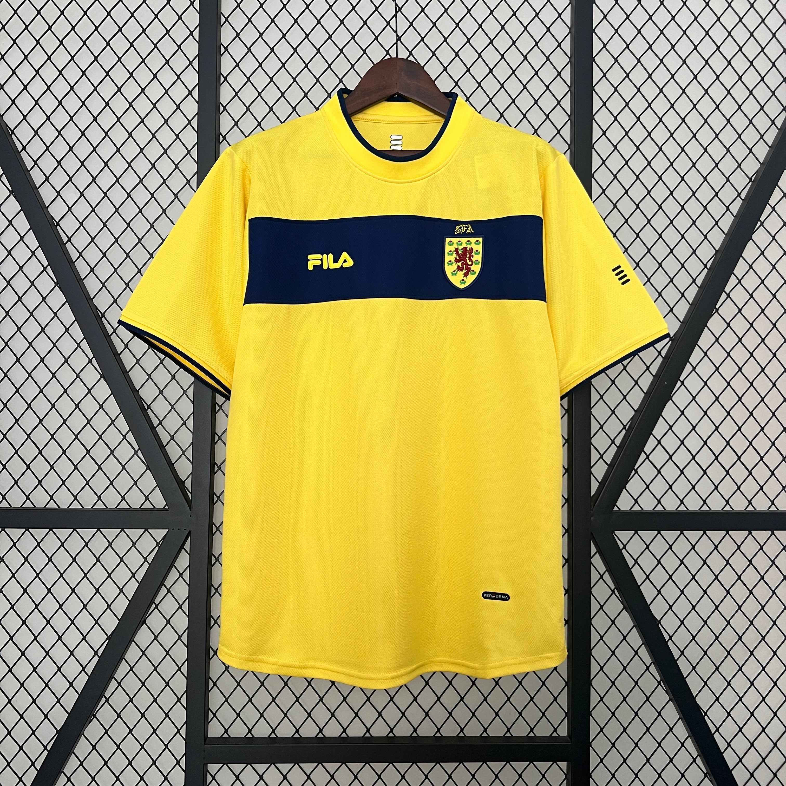 1990s Scotland Retro Football Shirt | Yellow Navy Home