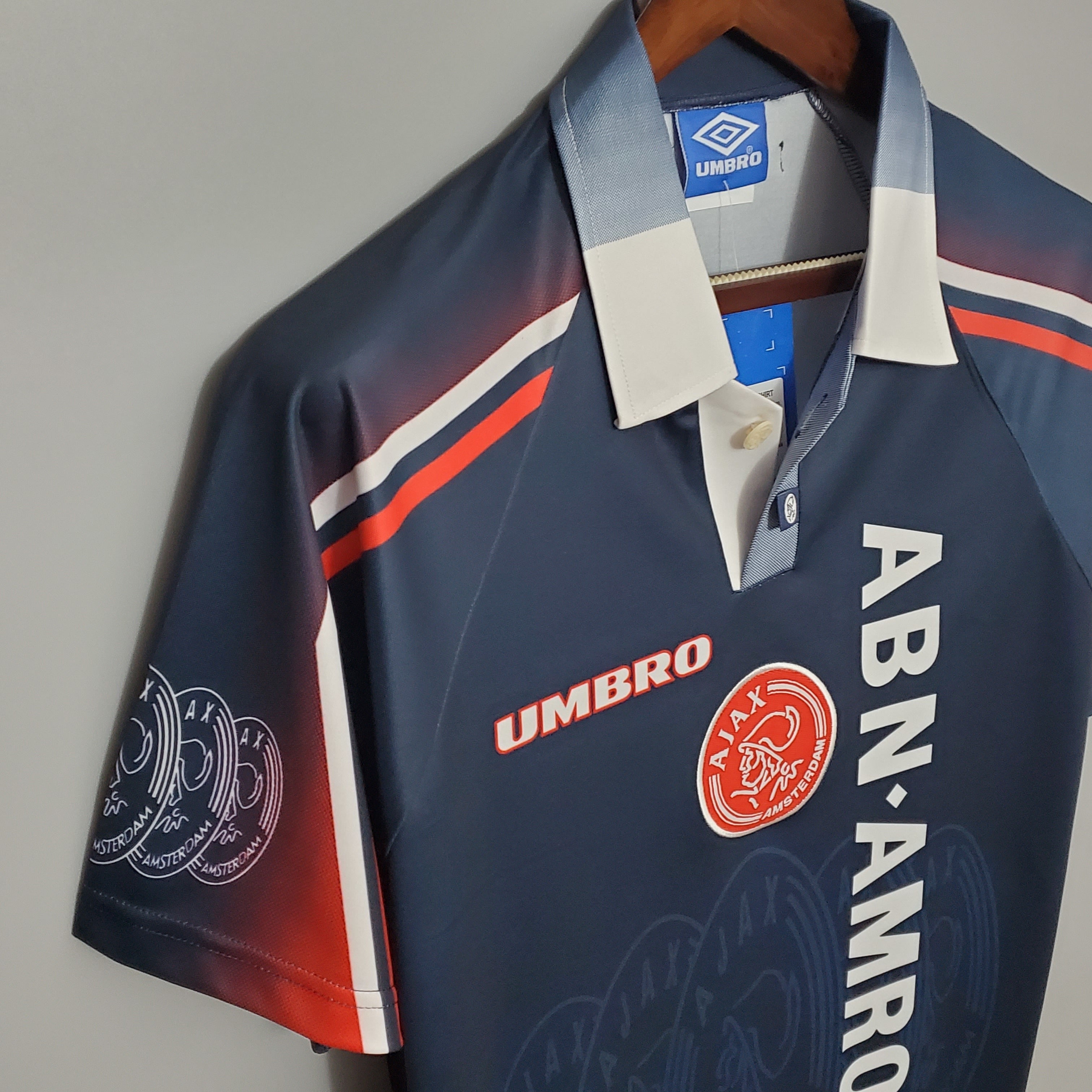 1990s Ajax Retro Football Shirt | Navy Red Home