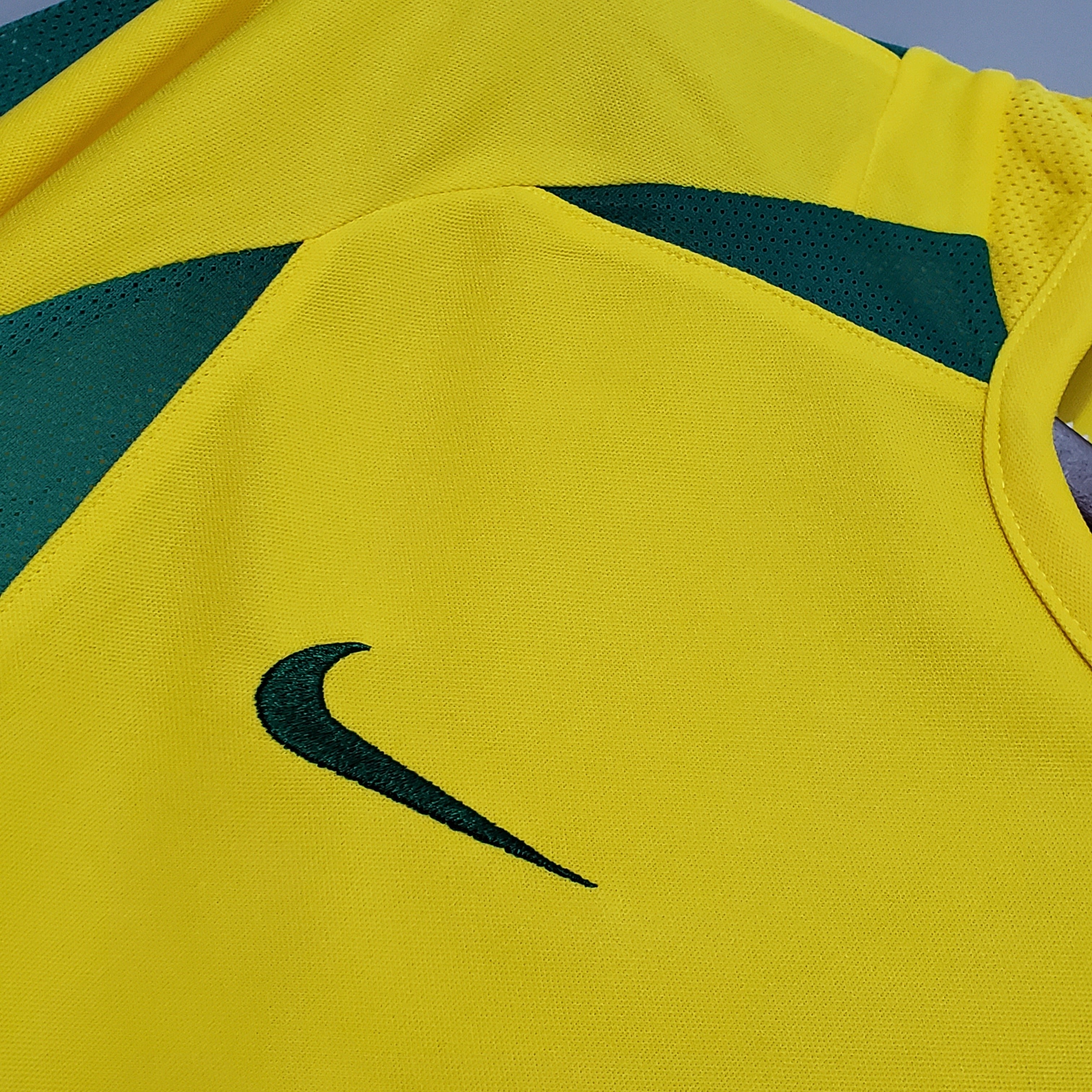 2000s Brasil Retro Football Shirt | Yellow Green Home