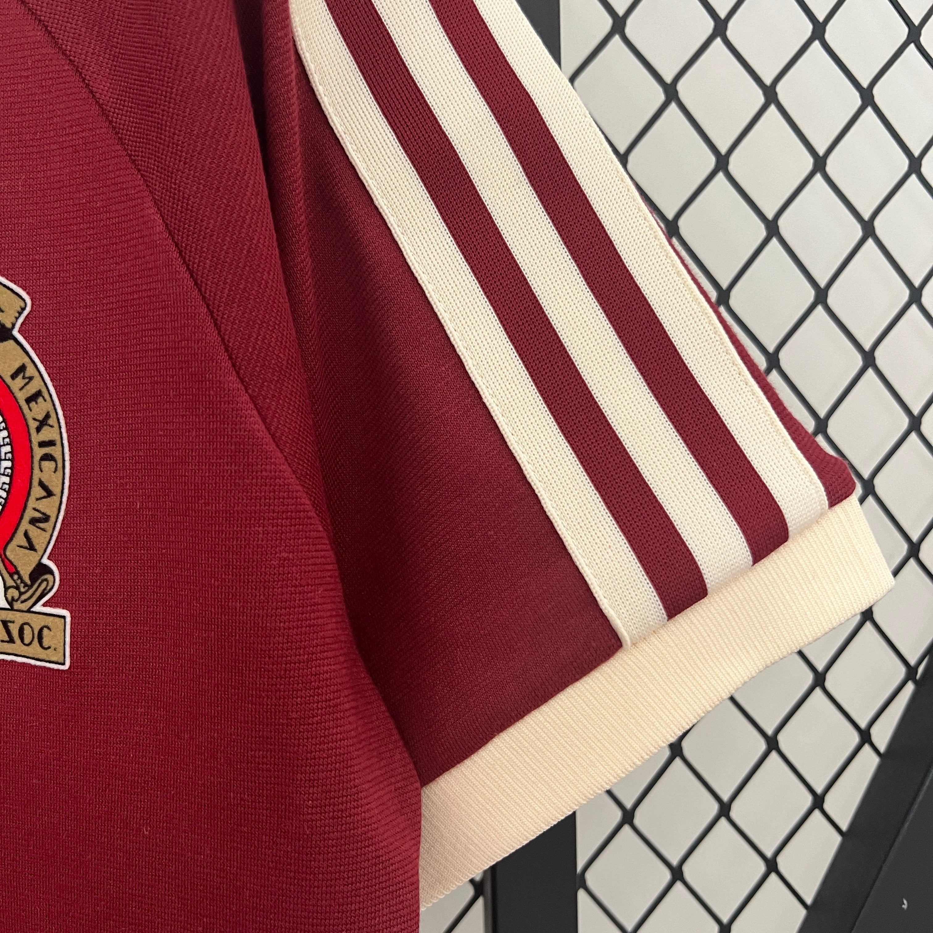 1980s Mexico Retro Football Shirt | Maroon Cream Home
