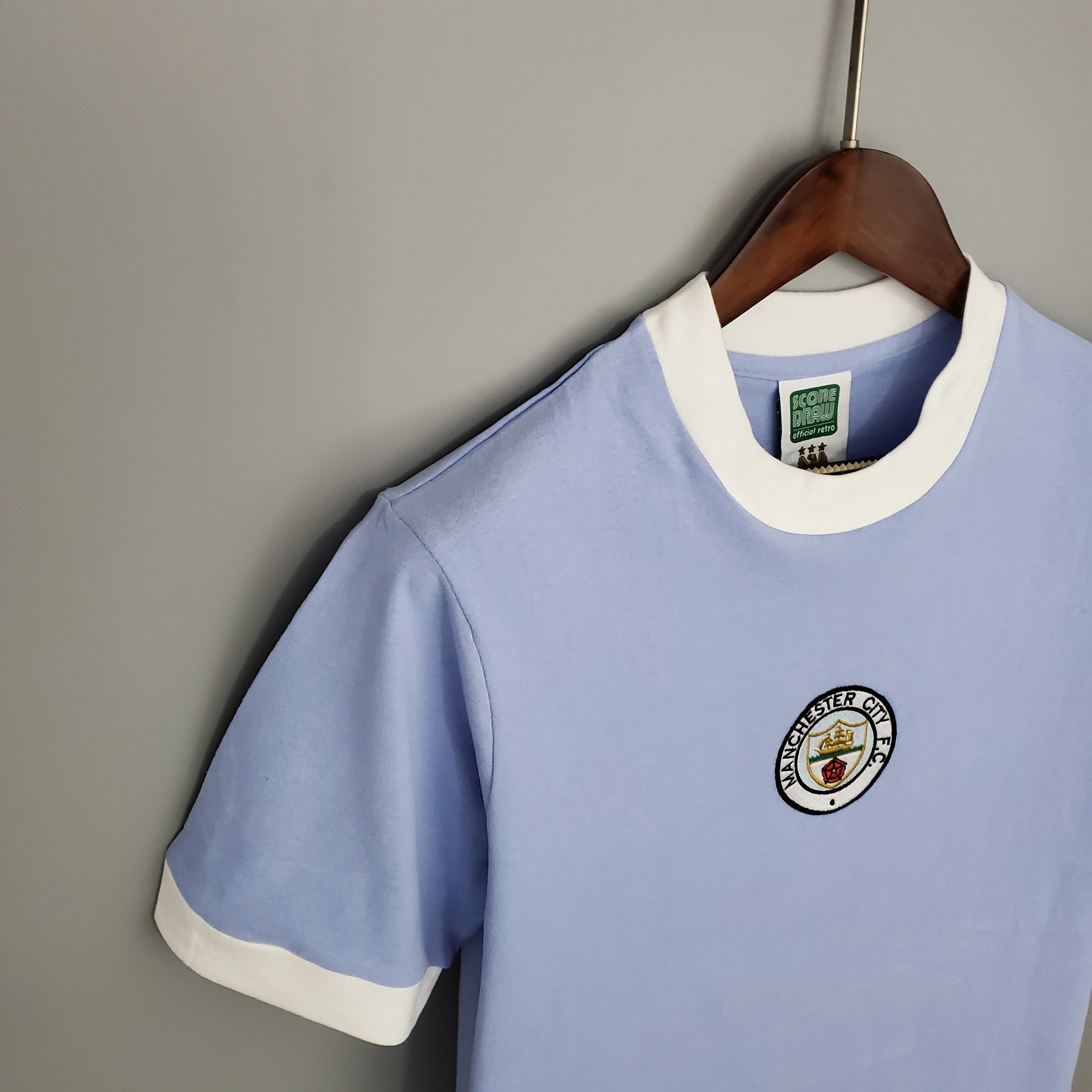 1970s Manchester City Retro Football Shirt | Sky Blue White Home