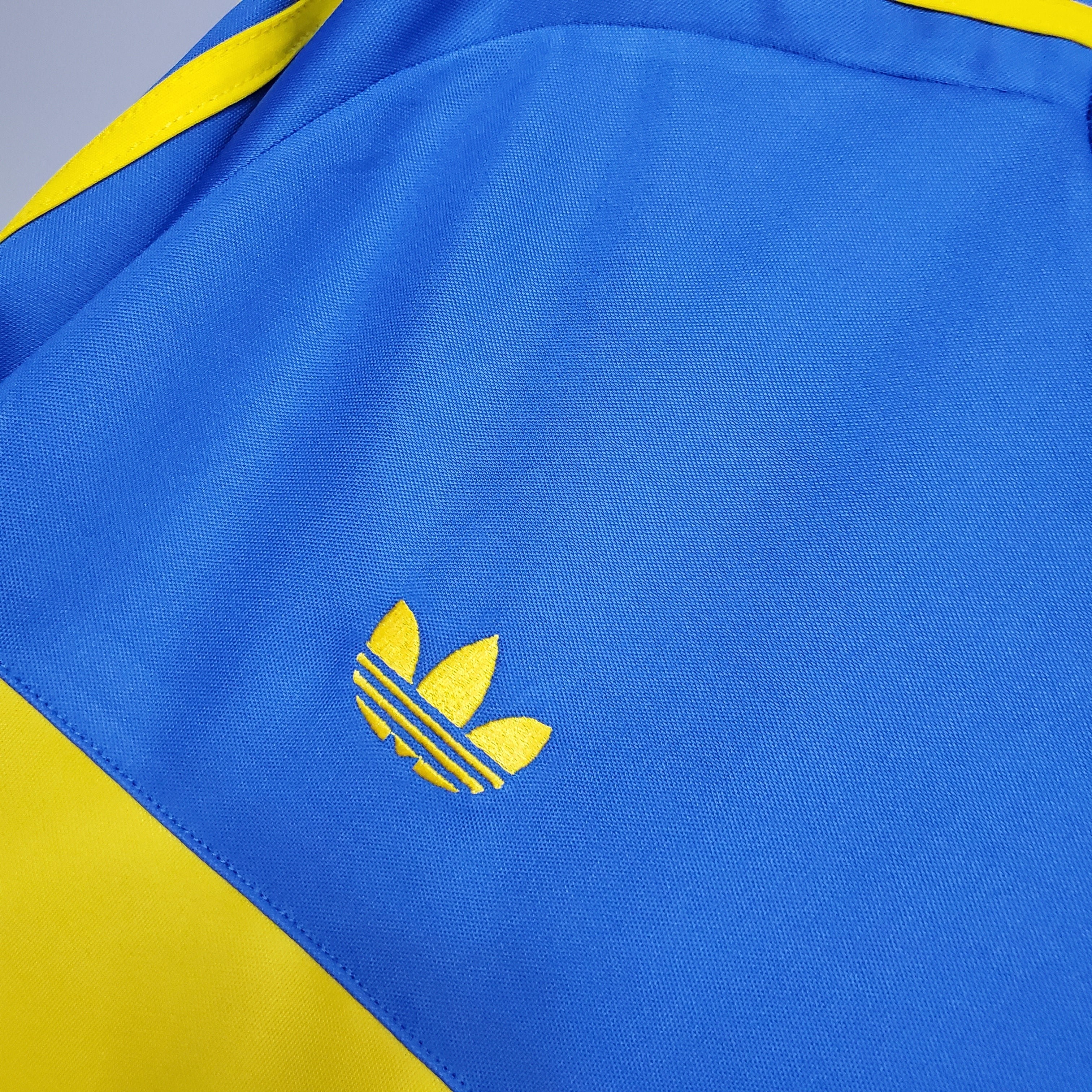 1980s Retro Football Shirt | Blue Yellow Training