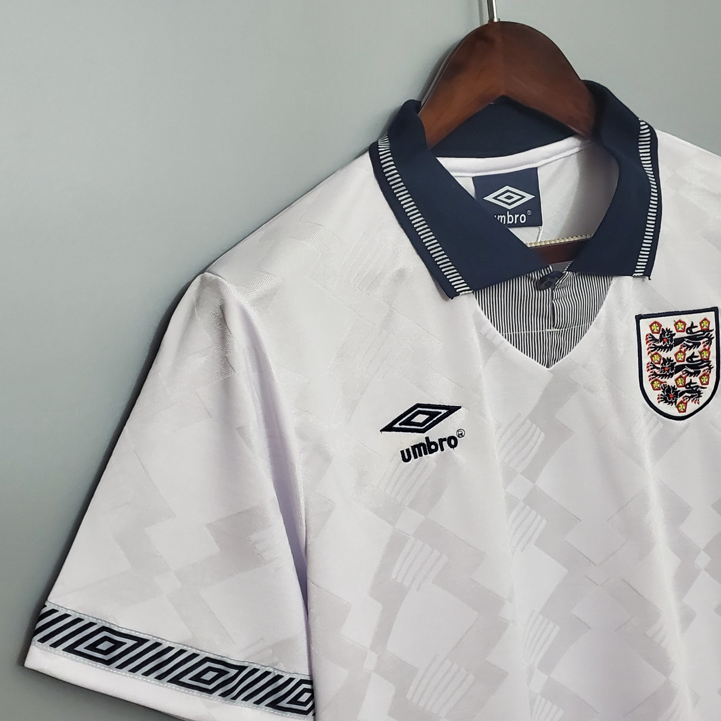 1990s England Retro Football Shirt | White Black Home