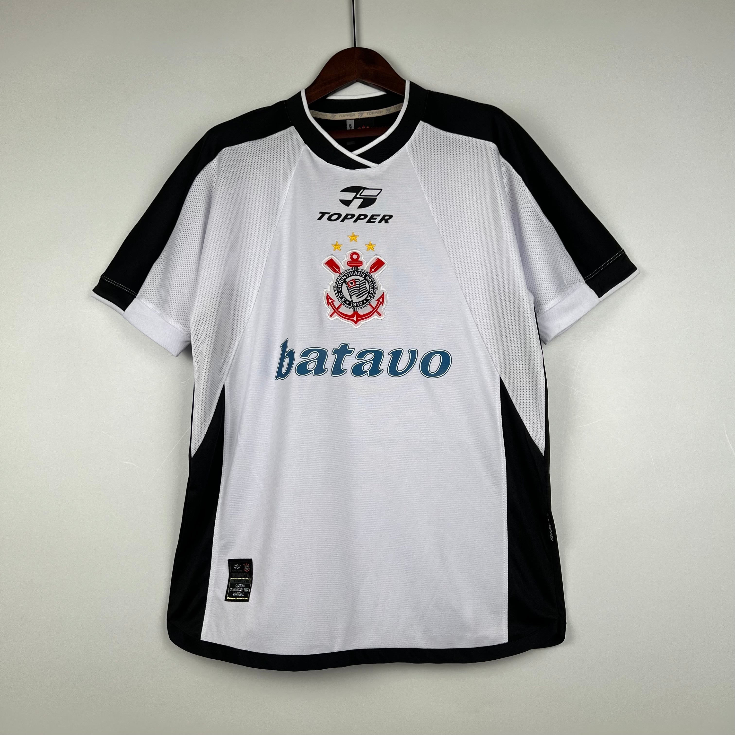 2000s Corinthians Retro Football Shirt | White Black Home