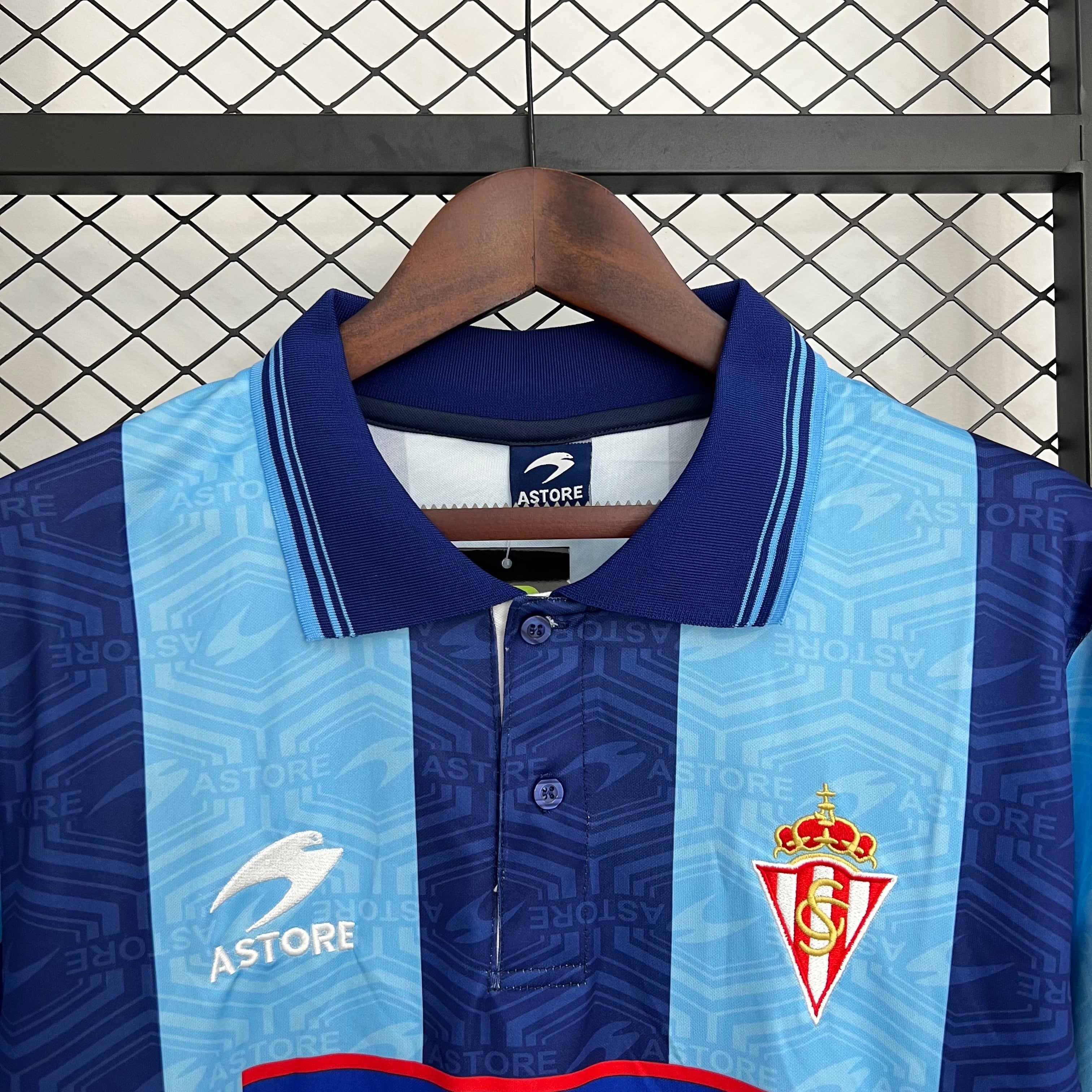 1990s Sporting Gijon Retro Football Shirt | Navy Blue Home