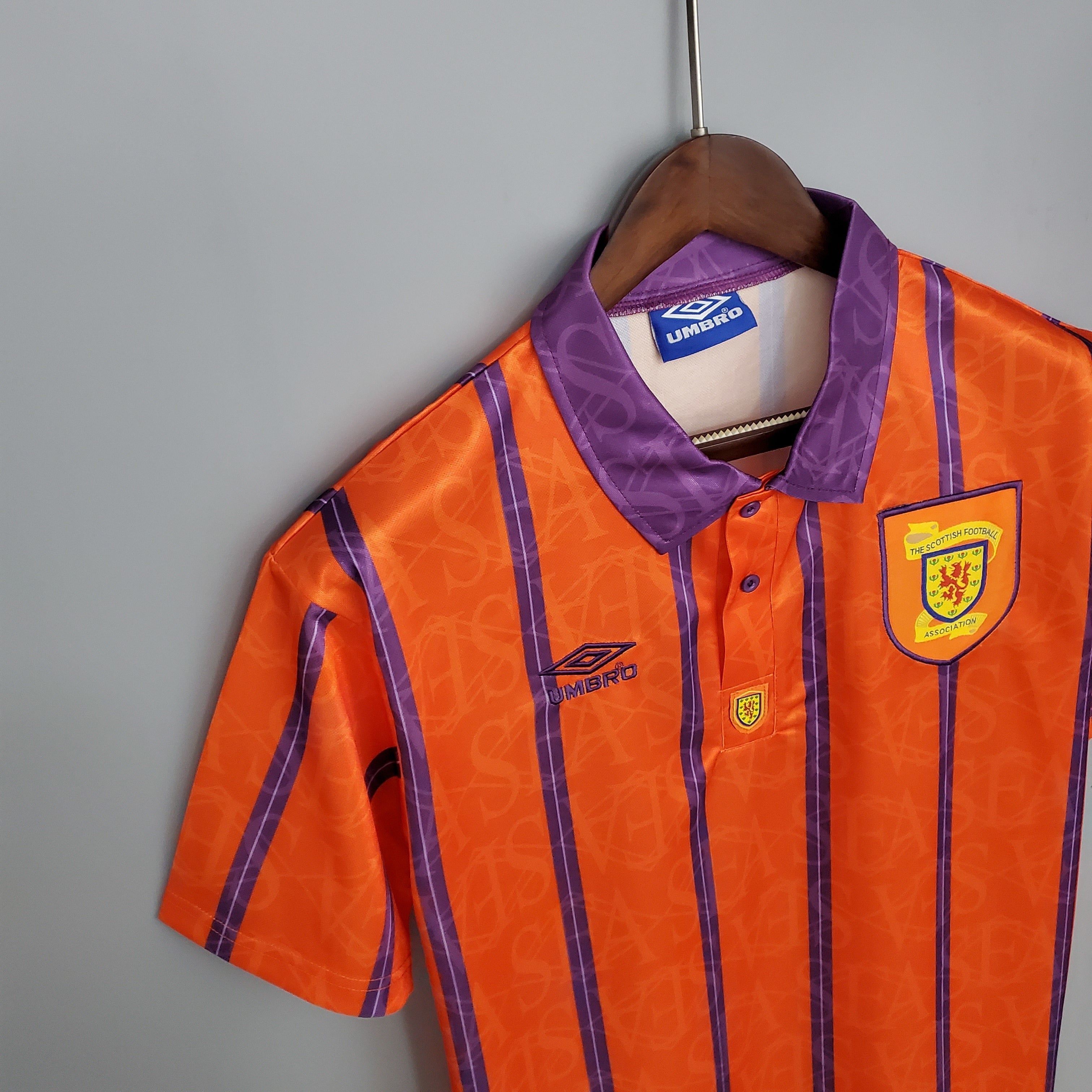1990s Scotland Retro Football Shirt | Orange Purple Home