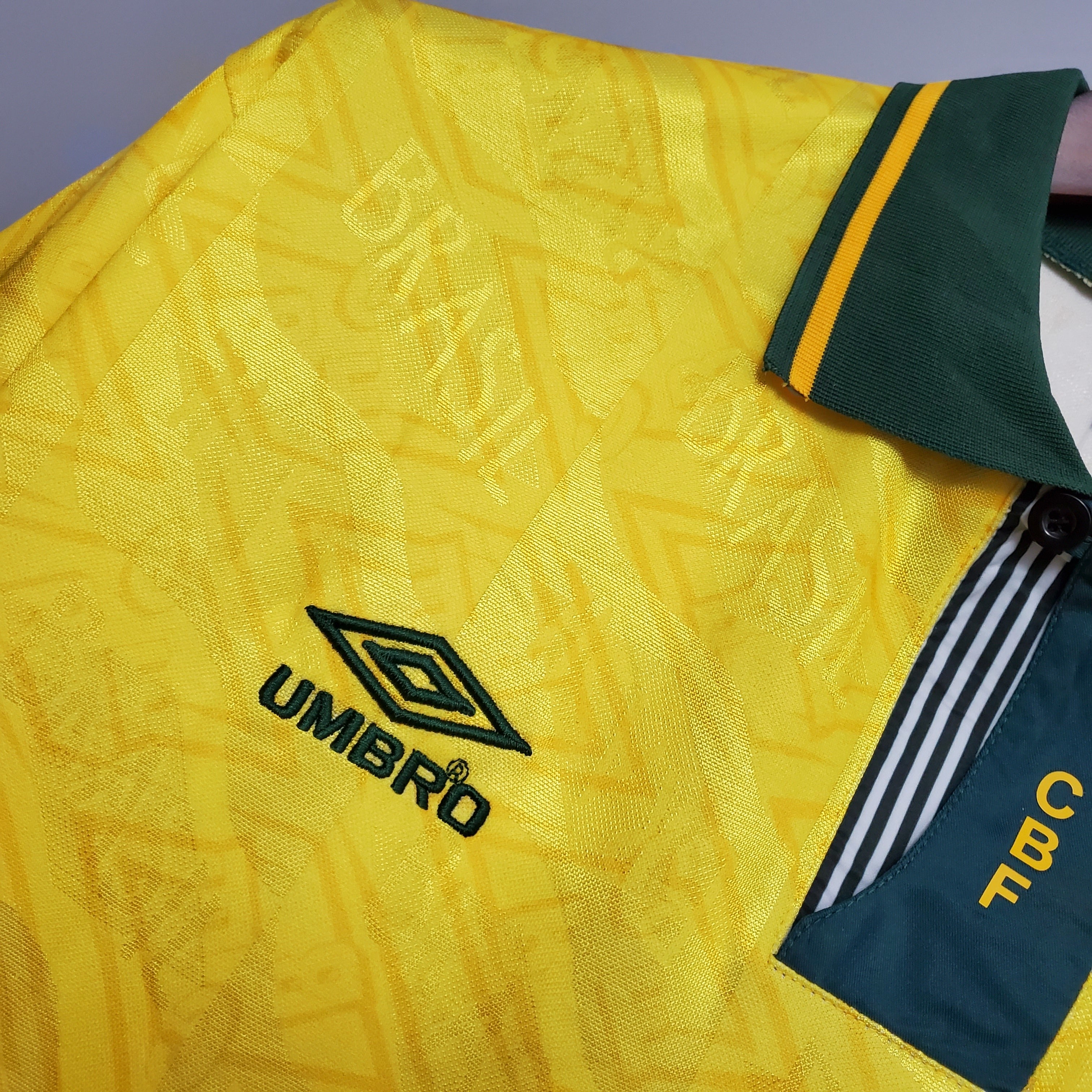 1990s Brazil Retro Football Shirt | Yellow Green Home