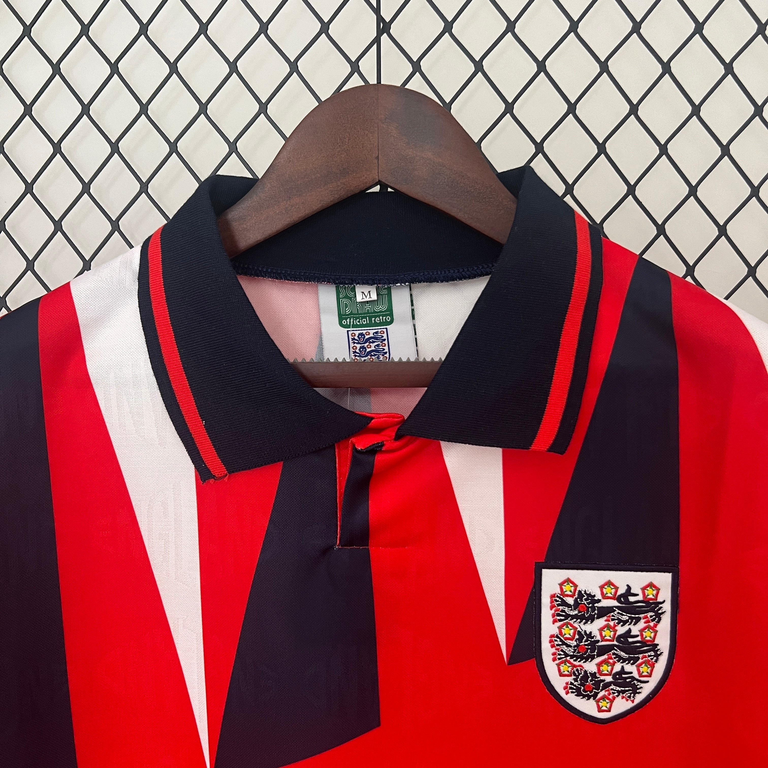 1990s England Retro Football Shirt | Red Black Home