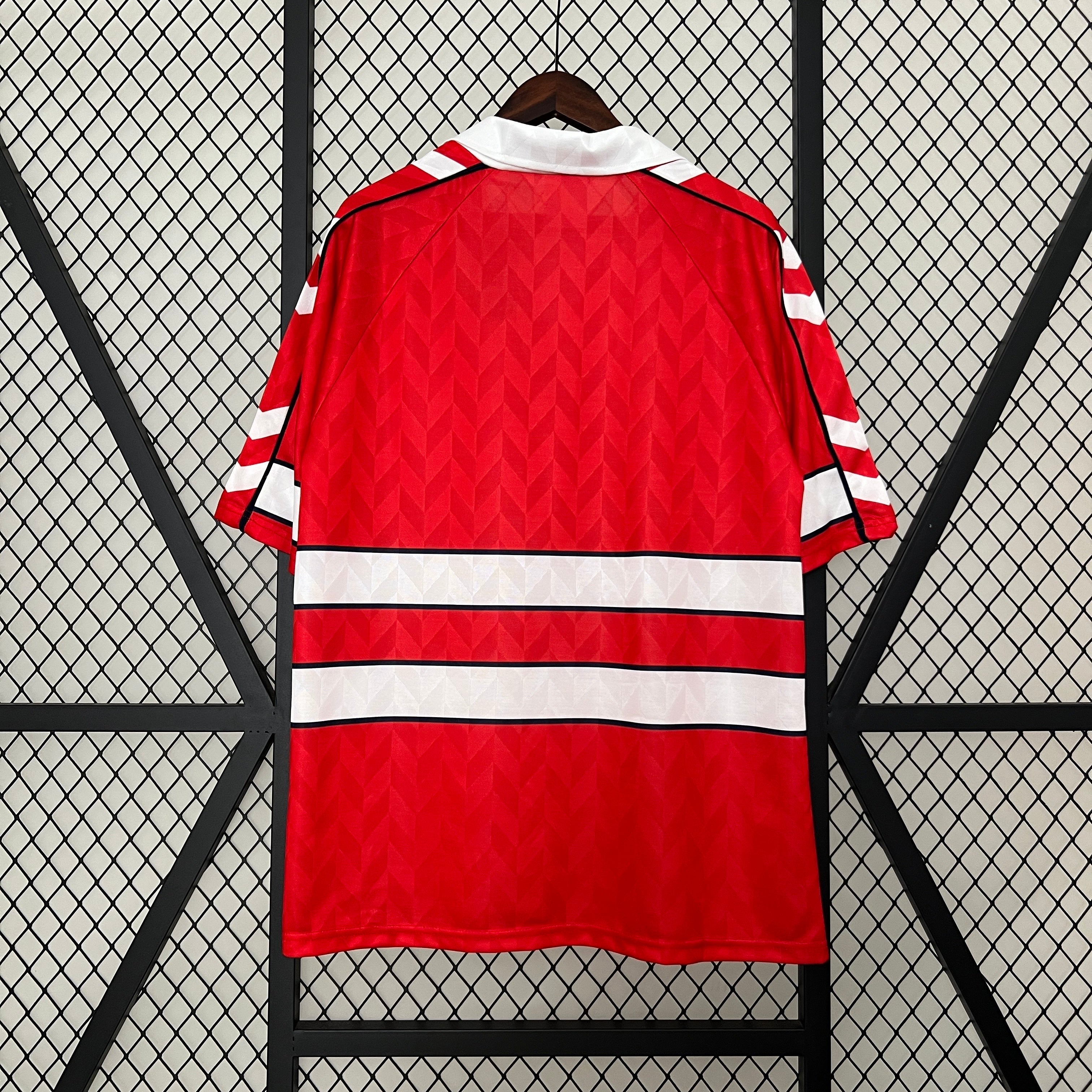 1990s Denmark Retro Football Shirt | Red White Home