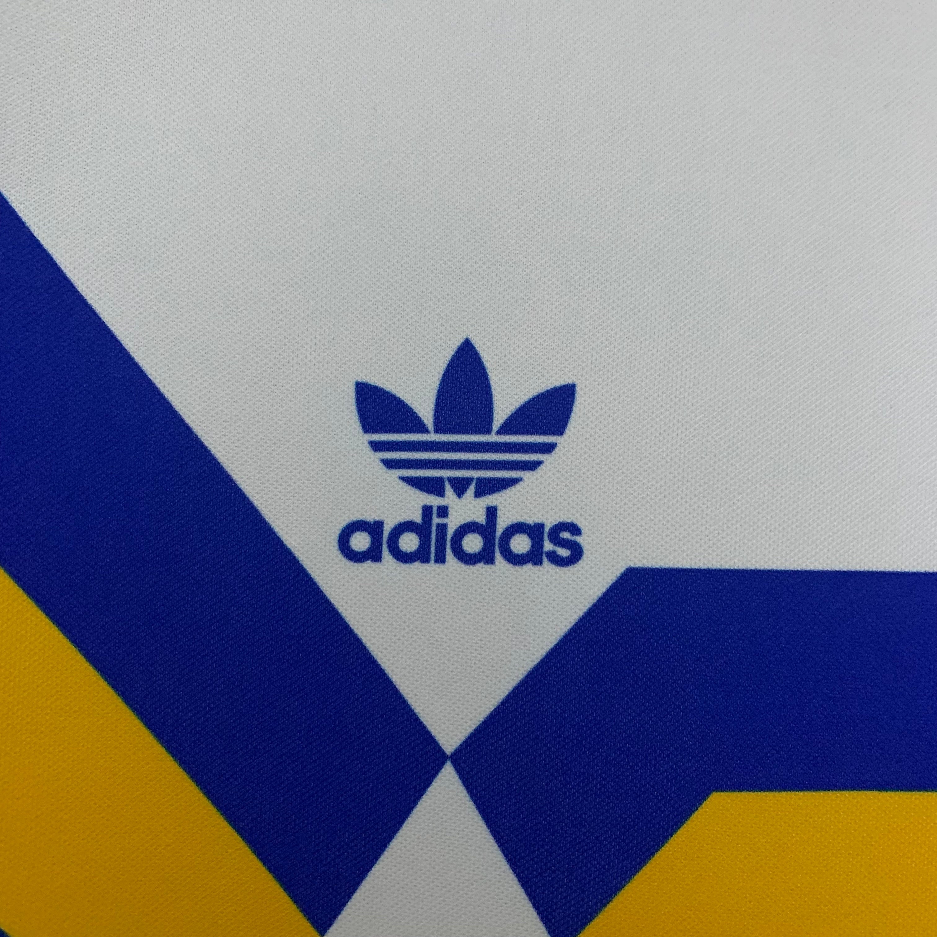 1980s Retro Football Shirt | White Blue Yellow Home