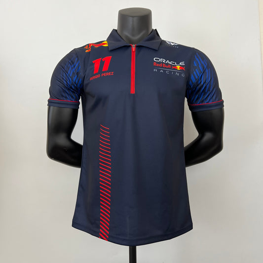 Red Bull Racing F1 2023 Polo – Player Fit – Sergio Perez #11 | Navy Blue