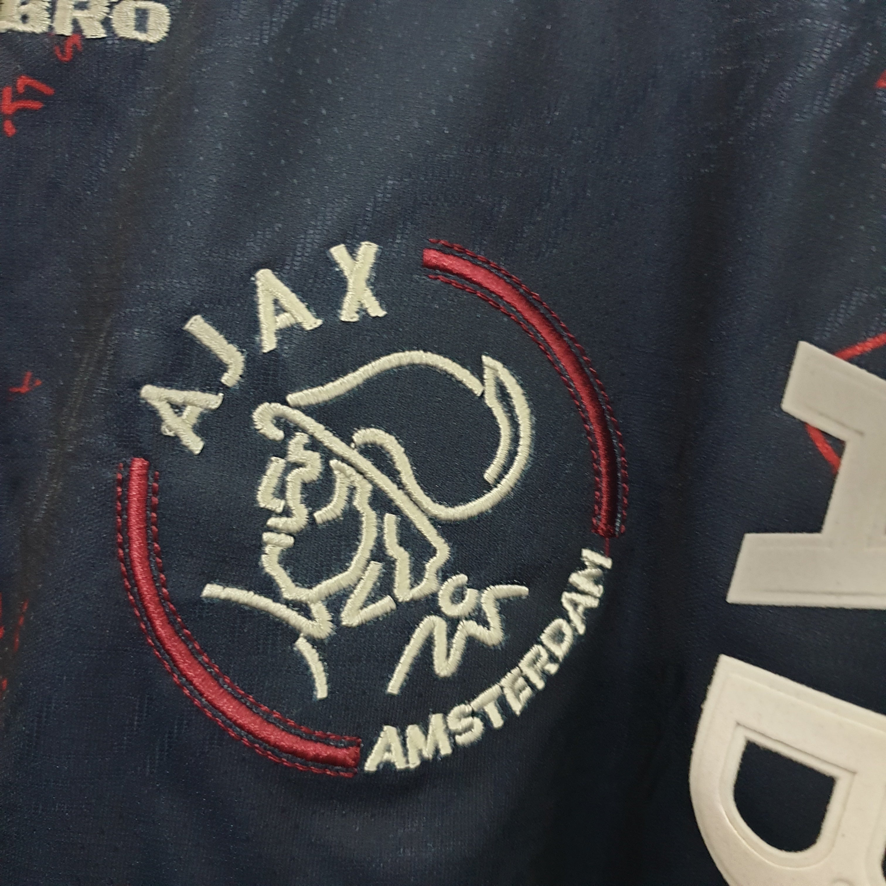 1990s Ajax Retro Football Shirt | Navy Red Home