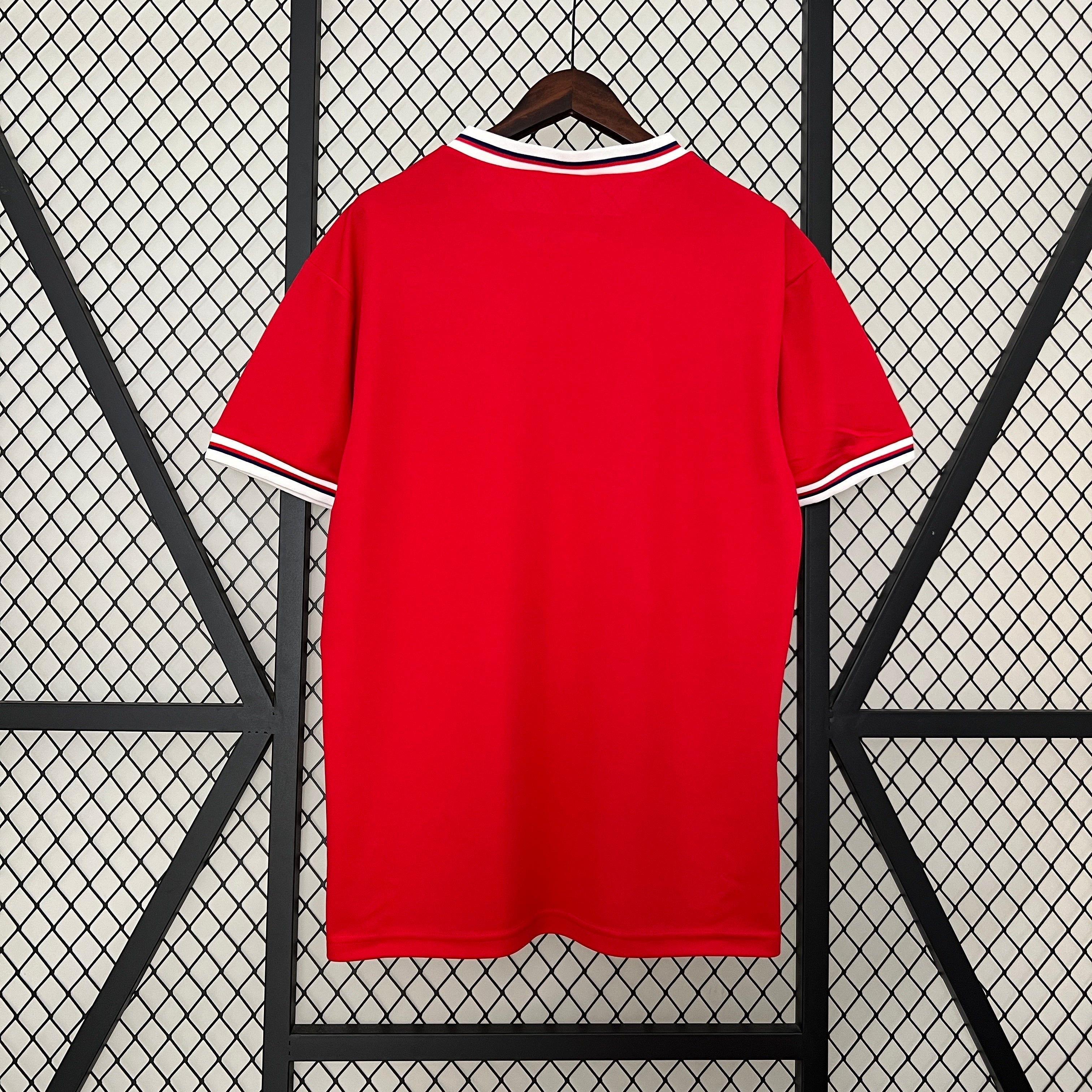 1980s England Retro Football Shirt | Red Navy Home
