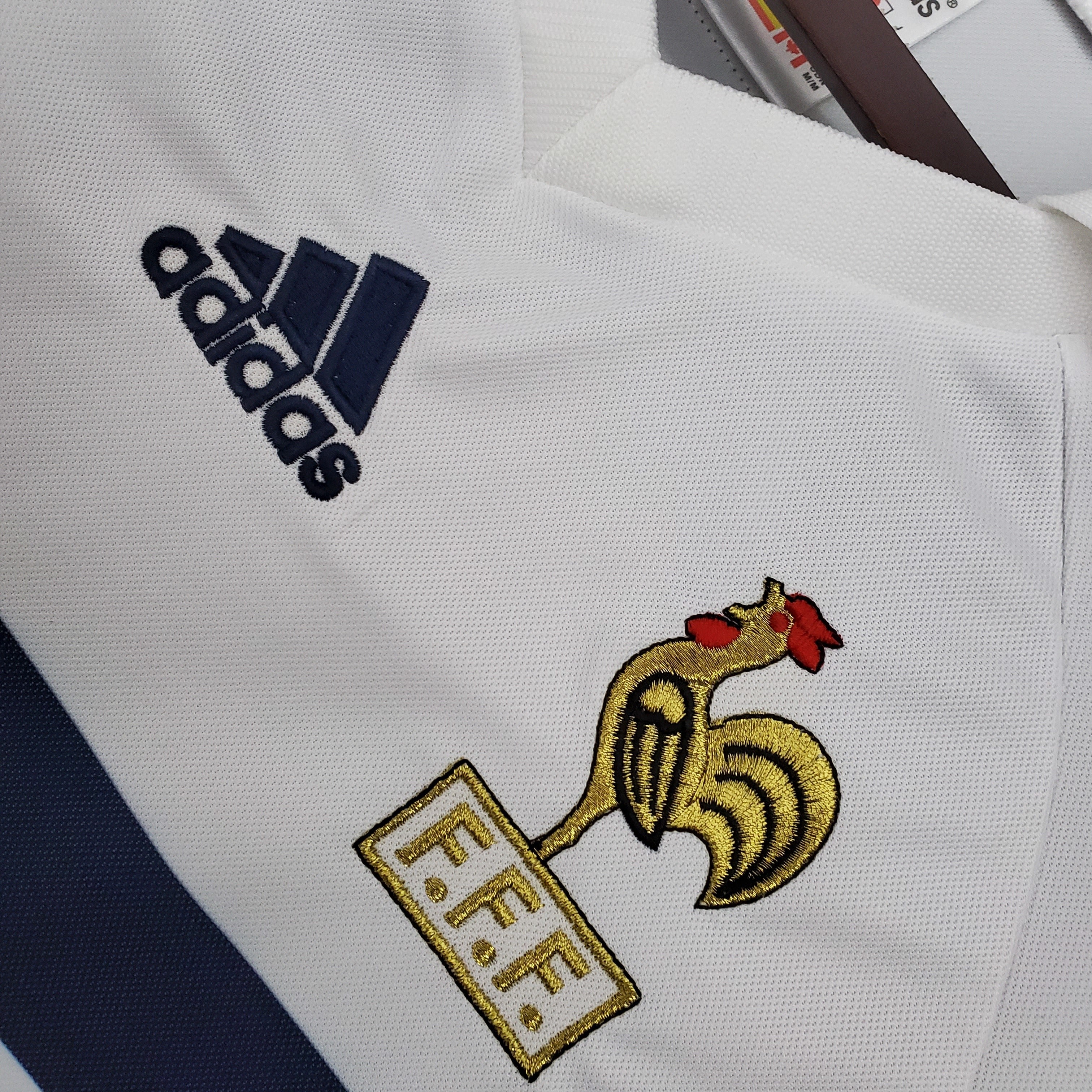 90s France Retro Football Shirt | White Blue Home