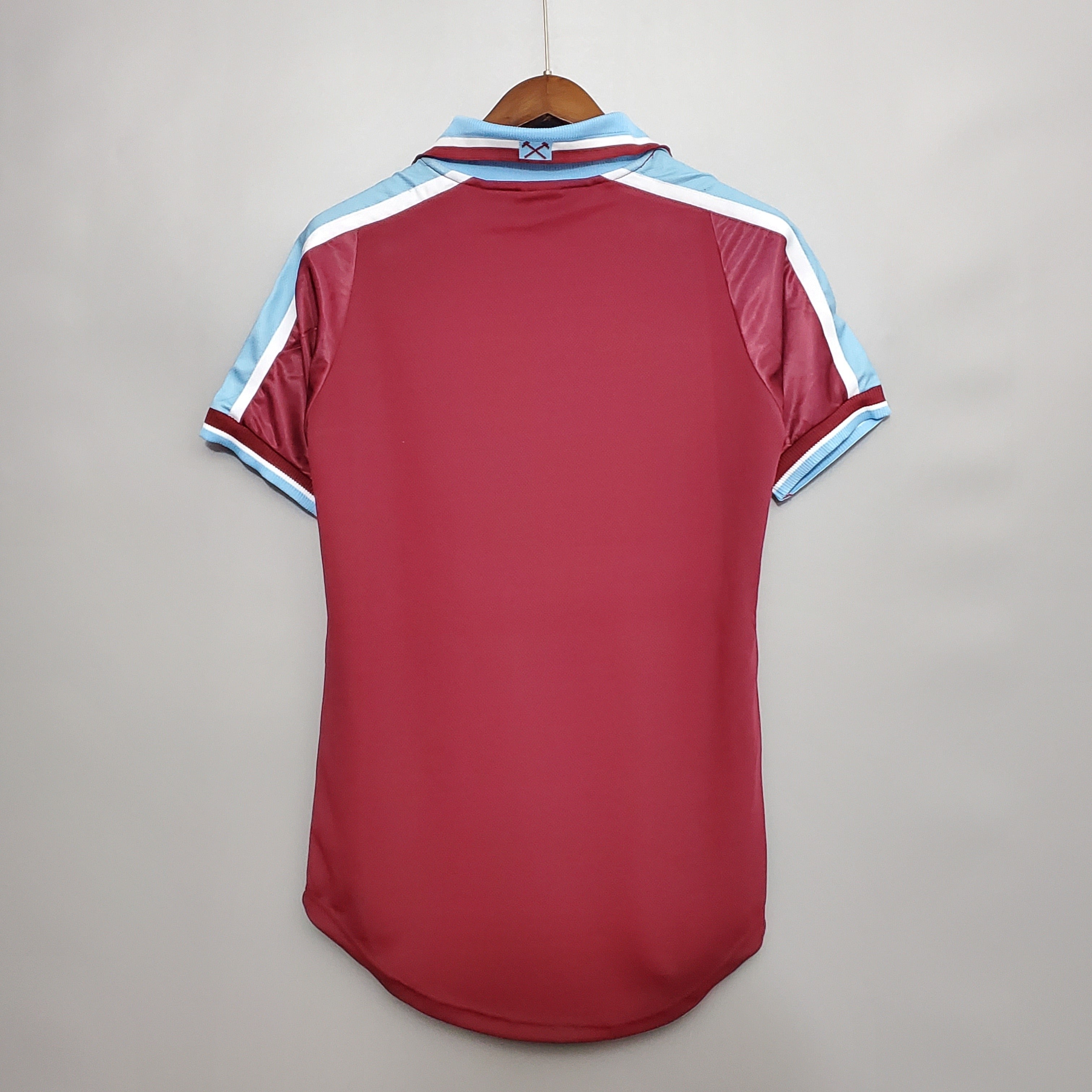 1990s West Ham United Retro Football Shirt | Claret Sky Blue Home