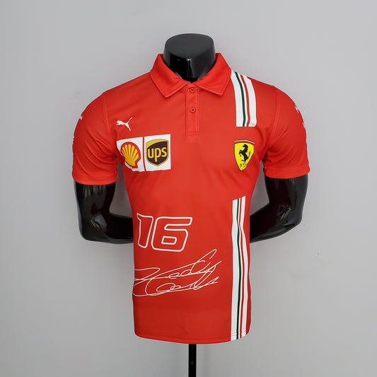 Ferrari F1 2023 Player Fit Polo – Charles Leclerc #16 Shell UPS | Red